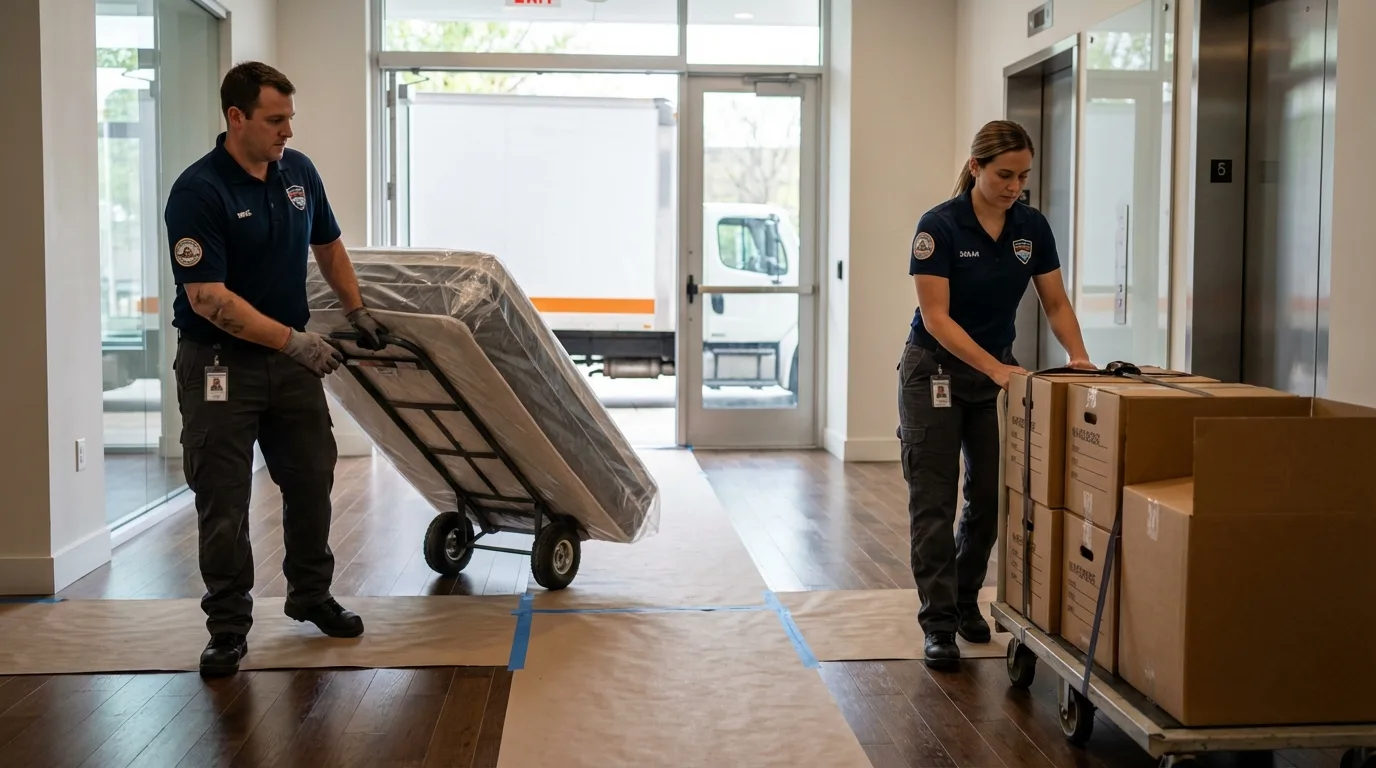 Professional apartment movers loading elevator in Homosassa, FL
